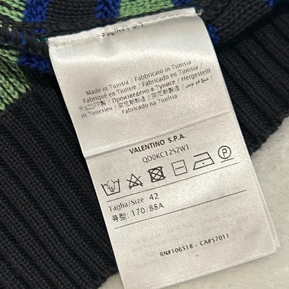 Missoni sweater wavy check knit blue green black nwot crew neck women’s medium - Picture 10 of 13